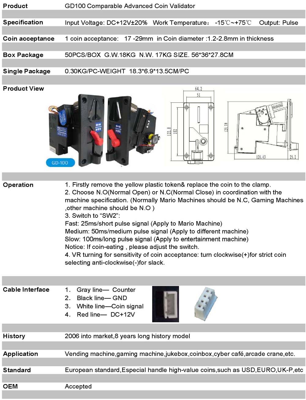 Coin acceptor selector